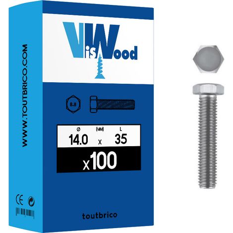 100 vis 14x35mm tête hexa zingué Viswood