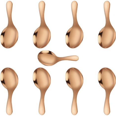 Lot de 9 cuillères miniatures en acier inoxydable pour crème glacée (1/5)