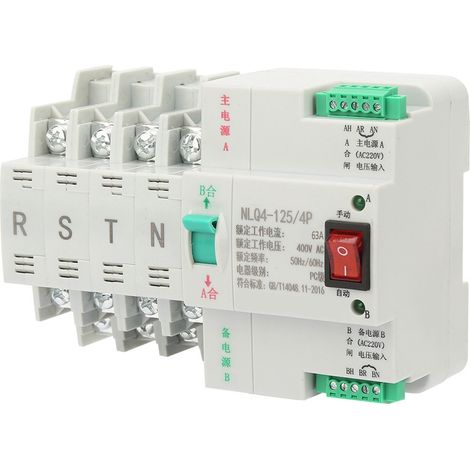 Commutateur de transfert automatique bipolaire 4P 63A AC 400V, interrupteur inverseur de source double puissance, disjoncteur de basculement 63/80/100A (1/4)