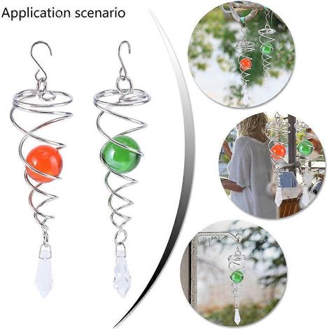 2 pièces de spirales en verre cristal, ornements suspendus pour jardin en acier (1/4)