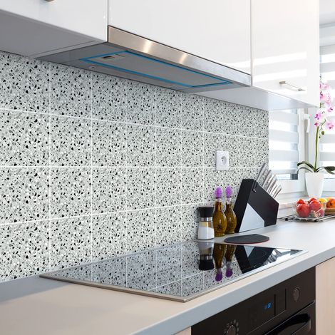 Sticker Mural Carrelage adhésif Cuisine Salle de Bain - 24 Stickers CARRELAGES TERRAZZO Orlando - 24stickers10x10cm (1/5)