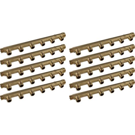 10 Collecteurs mâle femelle 3/4" (20/27) - 6 départs 1/2" (15/21) - Entraxe 50 mm - Arcanaute (1/2)