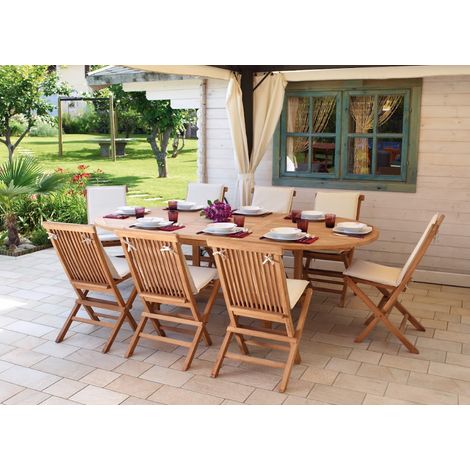 Tavolo ovale allungabile in teak 180/240x120 cm MALIGI HOME MG/TORONTO Legno Teak (1/4)