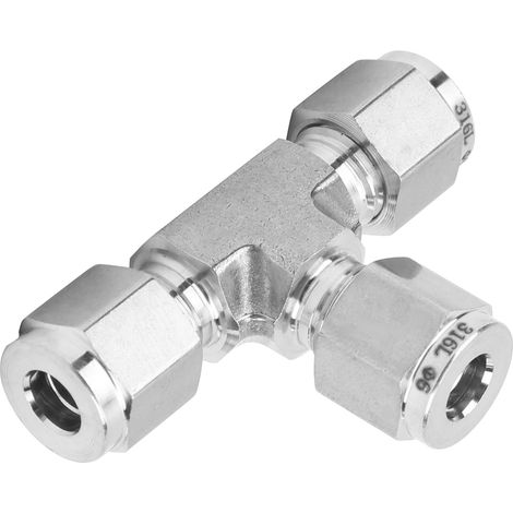 Raccord en Té à Bagues de Compression Égal Diamètre Acier Inoxydable 316 Forgé à Matrice SS-600-3Φ6 (1/5)