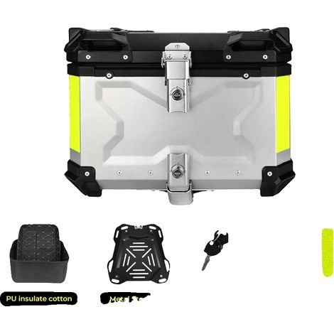 Baúl para motocicleta, impermeable, desmontable, 45L x Plata (1/2)