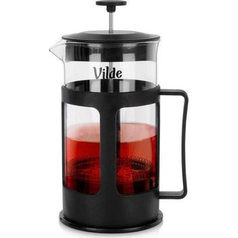 Cafetière À Piston - 1 L - Verre Borosilicate - Acier Inoxydable - Noir Mat - 14 x 11 x 20,5 cm (1/5)