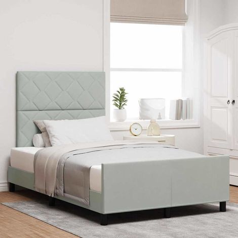 Cama tipo Box Spring Gris claro 120 x 190 cm Terciopelo (1/5)