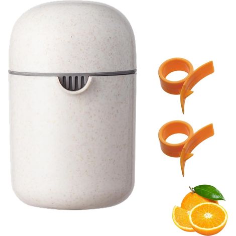 Lemon Squeezers, Manual Citrus Juicer with Two Usage Modes, Portable Lime Juicer for Home Kitchen and Travel Use, Compact Design in Beige Colour with Orange Peeler Accessory (1/5)