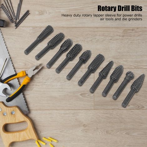 Set mit 10 schwarzen Rotationsfeilen für die Holzbearbeitung, schwarze elektrische Schleifköpfe (1/5)