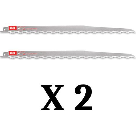 Flex – Lot de 2 lames de scie sabre 300 mm – Pour isolant, laine minérale, mousse, polystyrène – Coupe nette sans éclat