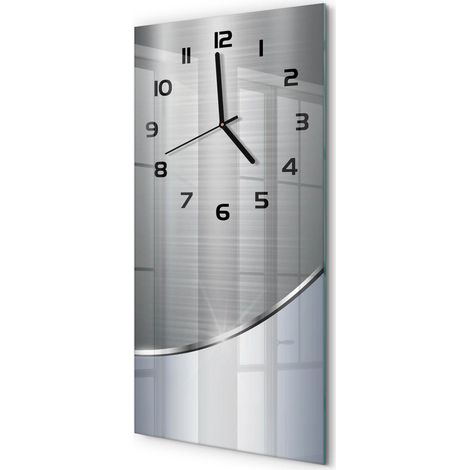 Horloge Murale Verticale Originale Verre Trempé Décoration Murale Abstraction métallique 30x60 cm (1/5)