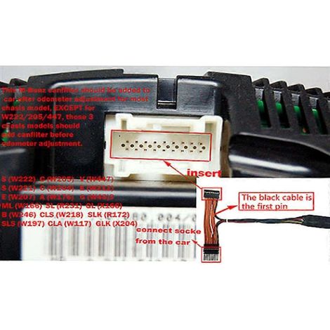 Filtre universel pour compteur kilométrique (étalonnage du kilométrage) des modèles R172, W197, R231, X166, W246 et W218 (1/4)