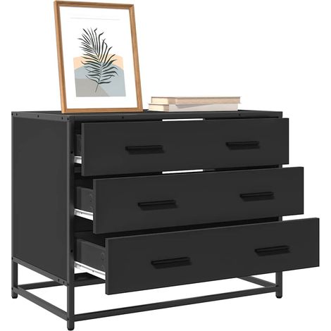 Schubladenschrank Schwarz 70x41x56 cm Holzwerkstoff