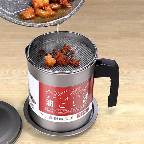 Bidon à huile filtrant les résidus, en acier inoxydable, grande capacité, récipient de stockage des graisses de cuisine pour la cuisson, 1,4 L, petit modèle (1/5)