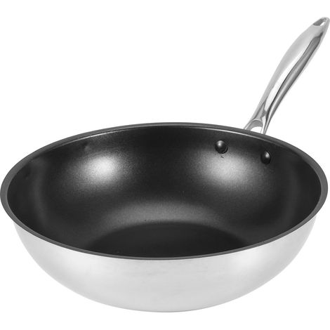 Poêle antiadhésive en acier inoxydable composite, sans couvercle, pour cuisson induction, outil de cuisine (1/5)