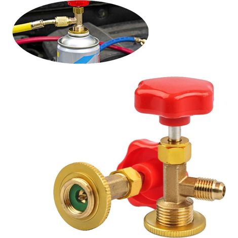 Adaptador de carga para R134a, material latón, 11 mm de diámetro lateral, 12,6 mm de diámetro inferior, 70 g de peso, funcionamiento manual. (1/5)