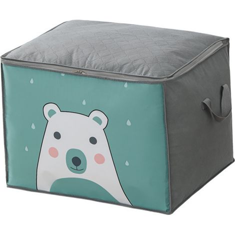 [Sac de rangement créatif] motif ours cartoon en tissu non tissé durable 53x43x38cm, double fermeture zip pour duvet, plaid et vêtements (1/5)