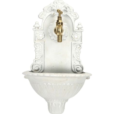 Fuente de jardín de pared de hierro fundido con grifo dorado de estilo retro. (1/5)