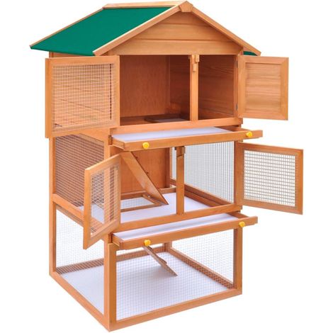 Gabbia/recinto da esterno 80 x 71 x 160 cm per piccoli animali 3 livelli legno 020000619