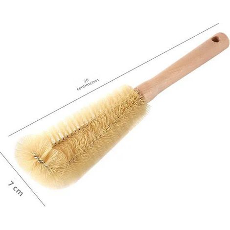 Brosse à bouteille de taille moyenne à long manche en bois, nettoyant pour verres et vases, poils naturels (1/5)