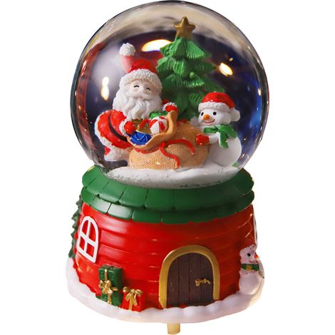 Boîte à musique de Noël avec éclairage neige - Décoration musicale en résine bonhomme de neige 2022 pour enfants et étudiants (1/5)