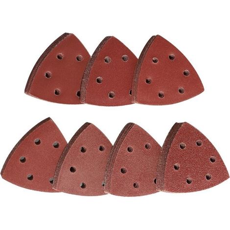 Delta Sanding Triangles 70 Pieces Mixpack 10 x Grit 60/80/120/180/240/320/400 Each, 90 x 90 x 90 mm For Delta Sanders, self-adhesive abrasive triangles (1/5)