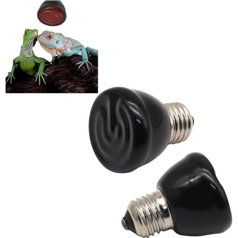 lámparas de calor，Calentador infrarrojo，Lámpara de bronceado para terrario，Lámpara de calor cerámica，tortugas y serpientes (Negra，100 vatios) (1/4)