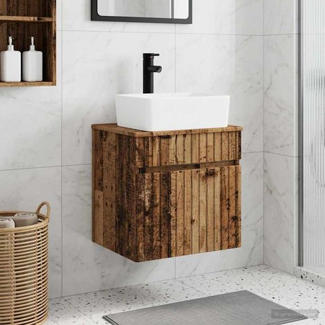 Vanidad de lavabo montada en la pared Madera envejecida