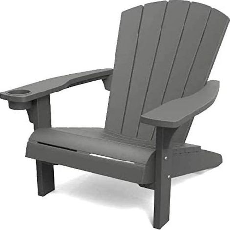 poltrona da esterno keter "alpine adirondack" in polipropilene grafite effetto legno 80,5x95,5x93 cm