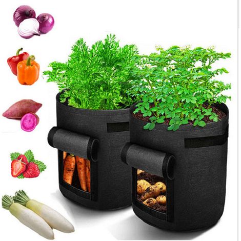 2Pcs Sac de Plantation de Pomme de Terre,7Gallons Sac de Plantation de Jardin en Non-tissés,Sac Pomme de Terre avec la fenêtre et la Poignée,Grand Sac Potager pour des Fraises,des tomates,des légumes