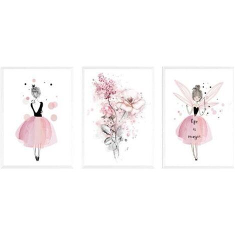 BUNTHAUS PA 3er-Set Mädchenposter 30x40 cm Wanddeko fürs Kinderzimmer, rosa Leinwandbild, Geburtstagsgeschenk (1/5)