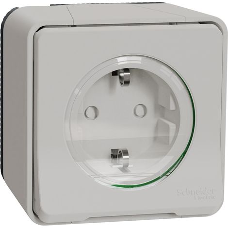 Prise schuko en saillie 2P+T Schneider Mureva Styl Blanc