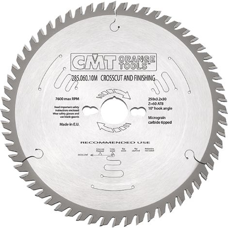 Disco para Ingletadora CMT MD — Madera (Z40 a Z96) 250x3.2x30 mm Z60250x3.2x30 mm Z60