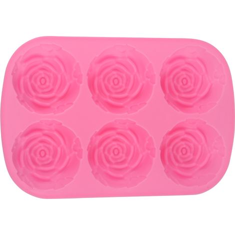 Moule silicone rose 6 cavités pour pudding, chocolat, gâteau, compatible micro-ondes et congélateur, rose (1/5)
