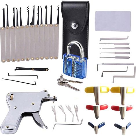 Dietrich-Set 23-teilig mit transparentem Schloss und Dietrich-Pistole