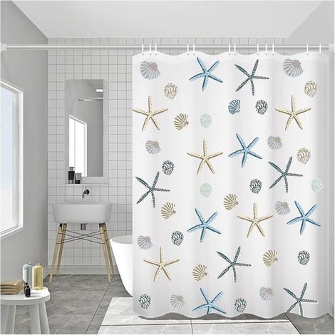Cortina de ducha de 200x220 cm - Impermeable y antibacteriana - Blanca (1/5)