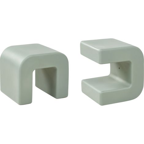 Conjunto de 2 mesas auxiliares taburetes modernos material sintético multifuncional salón patio resistente óxido agua verde Mozia (1/5)