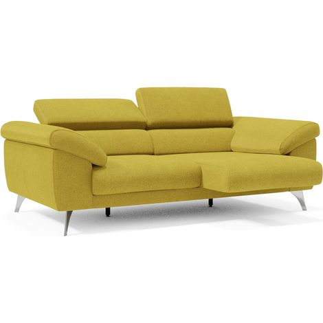 Donatello Sofá con reposabrazos con arcón en tejido desmontable 183 cm Amarillo