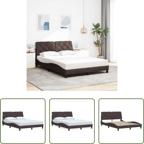vidaXL Kopfteil -  Bettgestell ohne Matratze Dunkelbraun 120x200 cm Stoff (1/5)