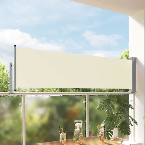Auvent latéral rétractable de patio - Auvent de jardin Soleil imperméable 80x300 cm Crème BV666062 - BonneVie (1/5)