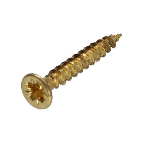 VBA Vis bois agglo Tête fraisée Pozi N°2 3.5X25 Filetage total Acier laitonne - 1 pièce (1/5)