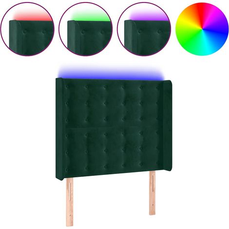 Testiera Testata del letto a LED Verde Scuro 93x16x118/128 cm in Velluto (1/5)