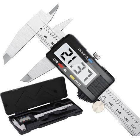 Ulisem Digitaler Messschieber, 150 mm Edelstahl Digitaler Messschieber Großes LCD-Display Einstellbare Genauigkeit 0,01 mm, mm/Zoll-Umrechnung (1/4)