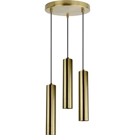 Suspension tubes dorés Ø25 3xGU10 Napoli 120cm Polux (1/3)