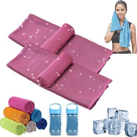 Asciugamani rinfrescanti, asciugamani ghiacciati, asciugamani fitness freschi, morbidi e traspiranti (per collo e viso), scialli da allenamento rinfrescanti ad asciugatura rapida (rossi  2) (1/5)