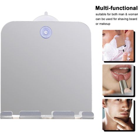 Miroir de Rasage - Anti-Buée - Ventouse - Miroir Douche Portable en PMMA Incassable pour Voyage et Salle de Bain 13,8x13cm (1/4)
