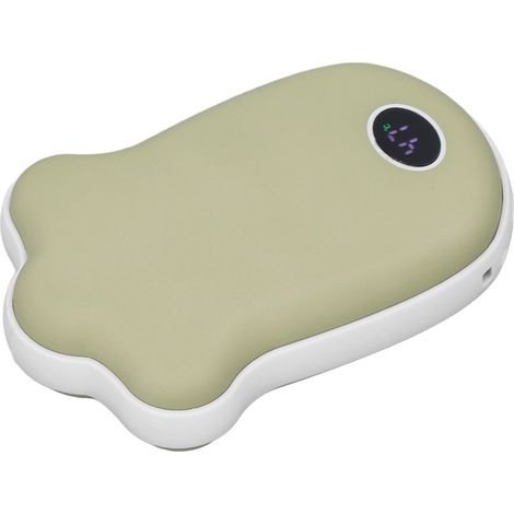 Chauffe-mains USB rechargeable patte de chat avec écran LCD, double face chauffante, 2 niveaux réglables, batterie externe pour téléphone, vert foncé (1/5)
