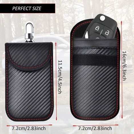 Pochette anti RFID pour clé de voiture – Lot de 2 – Fibre de carbone – Protection contre le vol – Design compact et élégant (1/4)