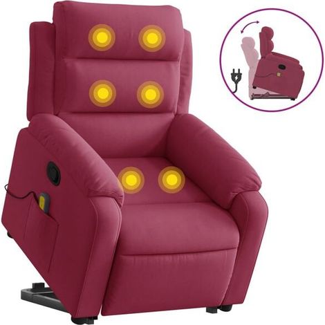 Fauteuil lounge en velours bordeaux (1/5)