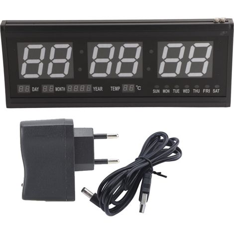 Gran reloj de pared digital LED moderno con indicador de fecha para oficina, formato de 24 o 12 horas (1/5)
